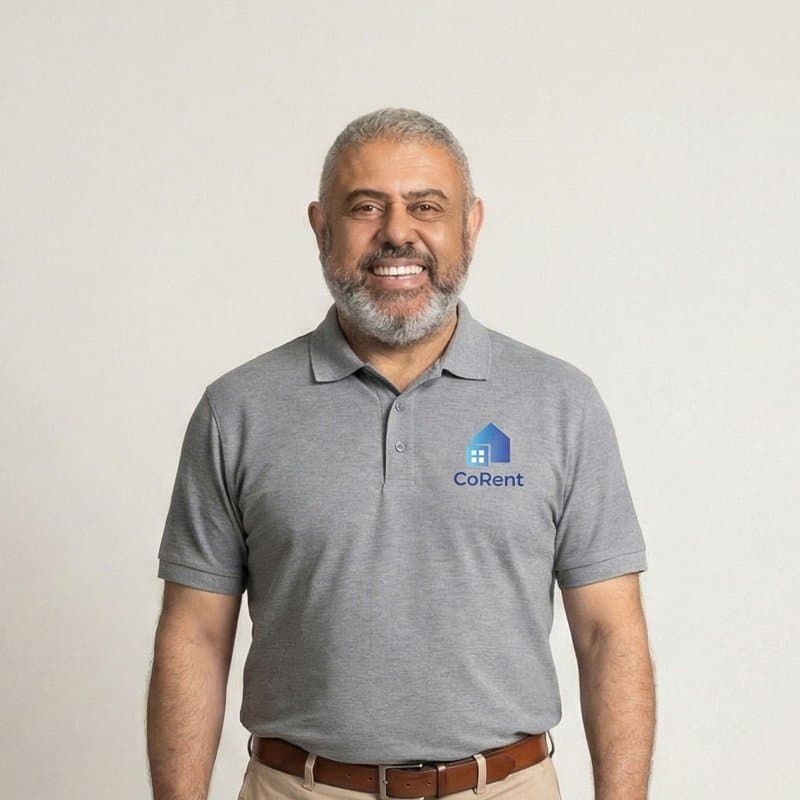 Moe Mathews, founder of CoRent, in a CoRent polo
