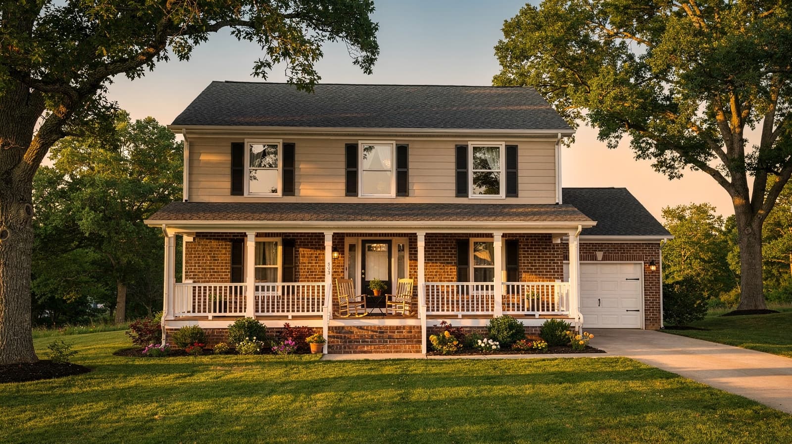 Two-story house on a tree-lined central Virginia street, the kind an investor might rent by the room